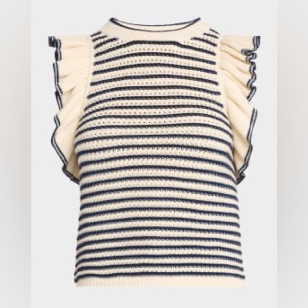 Eleven Six Viola Striped Sweater Top Ruffle